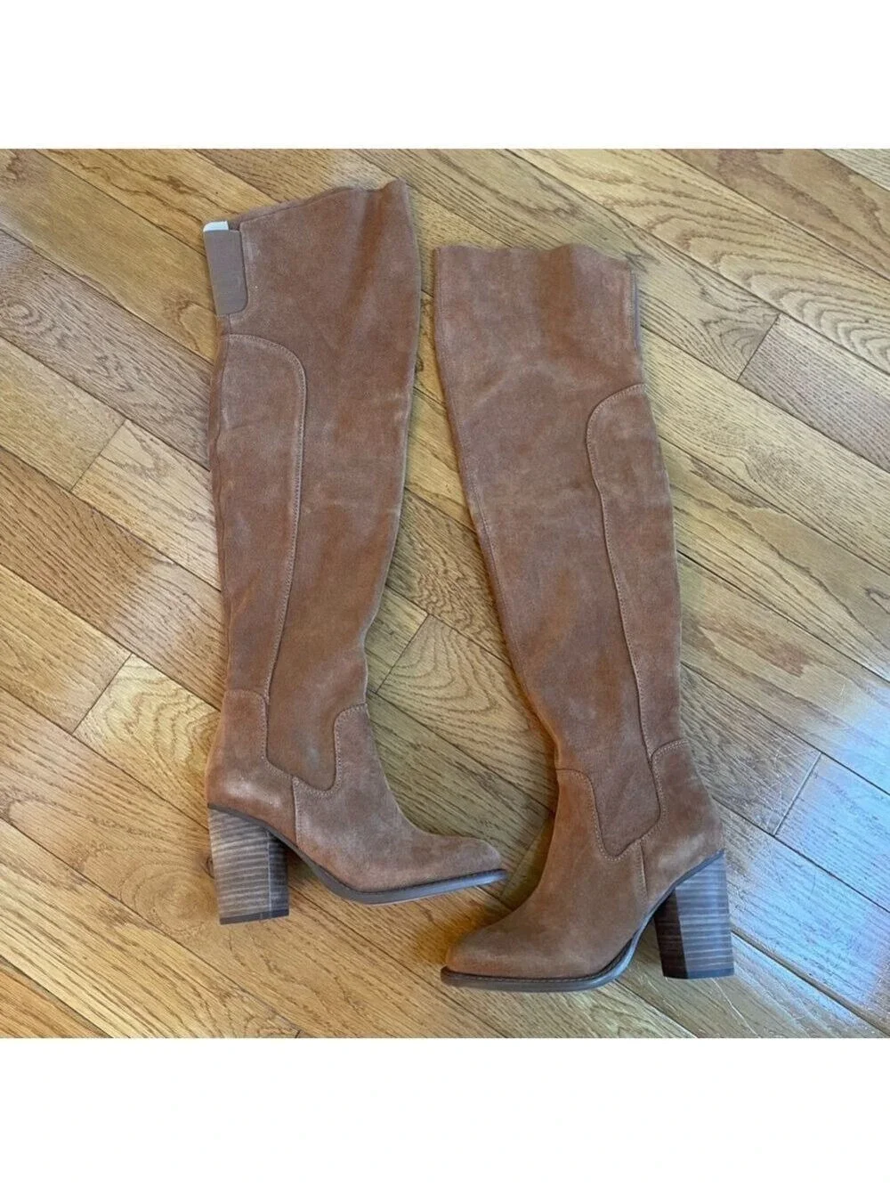 Kelsi Dagger Brooklyn Logan over-the-knee boot in brown chestnut suede Sz 6.5
